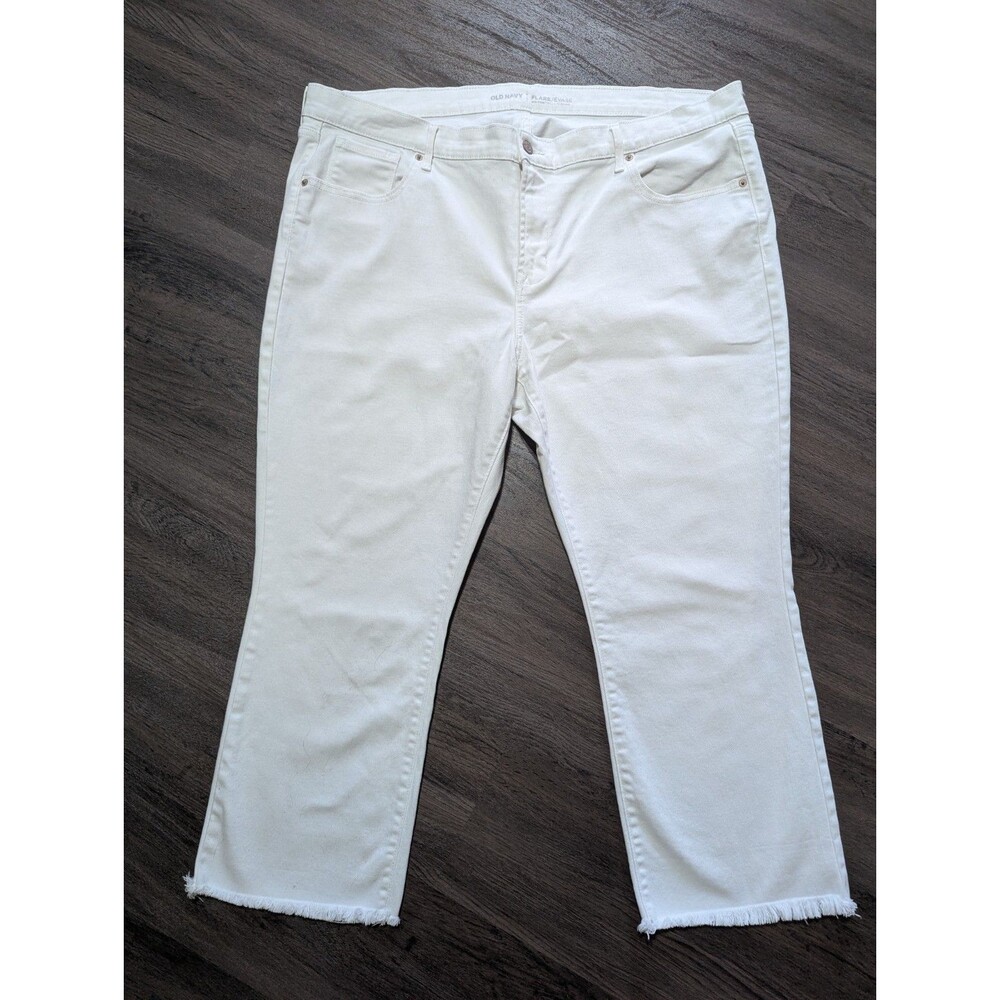 Old Navy Flare Ankle Mid-rise White Denim Stretch Capri Cut Off Plus Size 20
